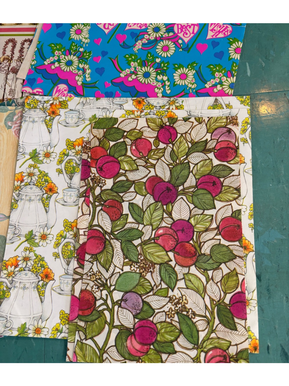 Vintage gift wrap floral congrats shower assorted wrapping paper ephemera lot - Picture 5 of 5